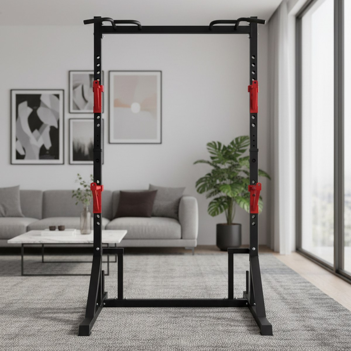 Home Gym Pull Up Bar - Adjustable Power Rack with Pull Up