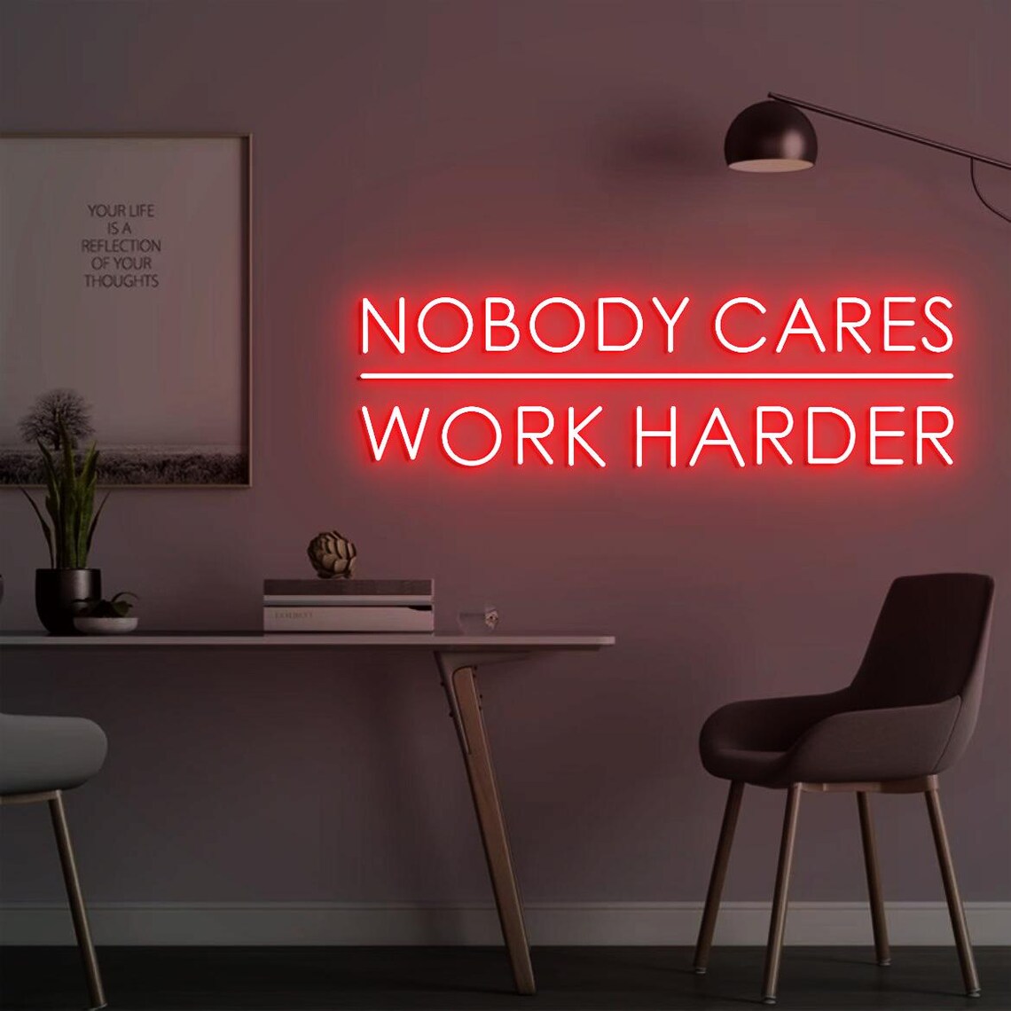 Nobody Cares Work Harder Neon  - Home Gym Outdoor Ideas recension och pris