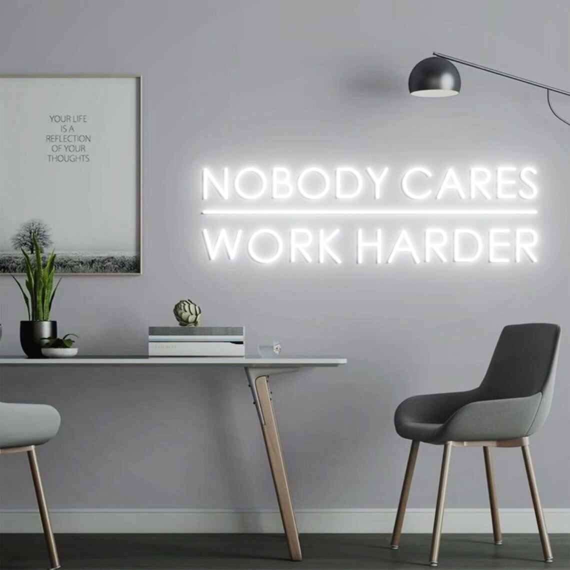 Nobody Cares Work Harder Neon  - Home Gym Outdoor Ideas recension och pris