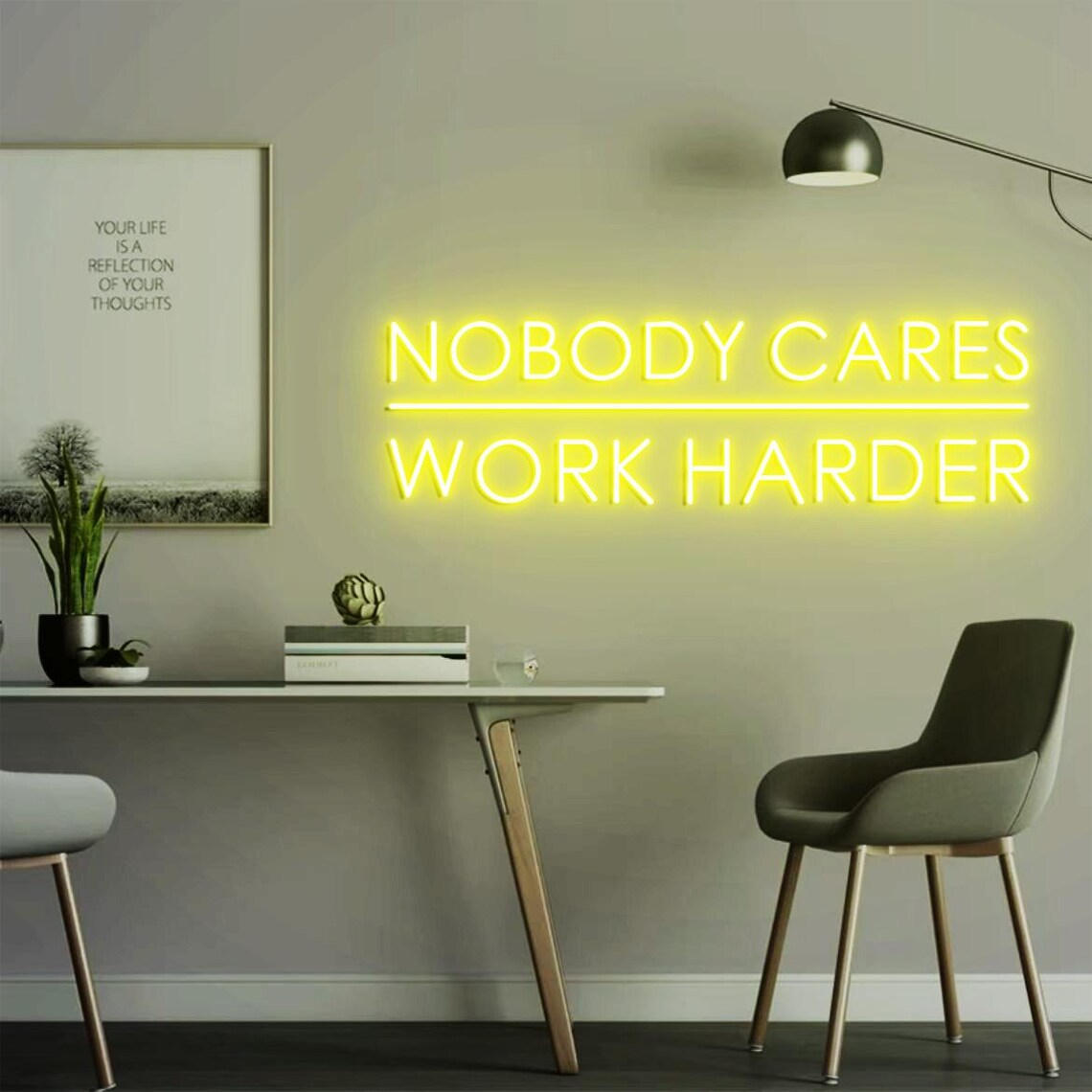 Nobody Cares Work Harder Neon  - Home Gym Outdoor Ideas recension och pris