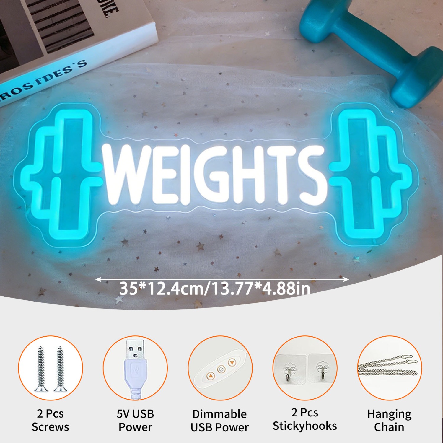 Weights Dumbbell Neon Sign LED - Home Gym Neon Sign recension och pris