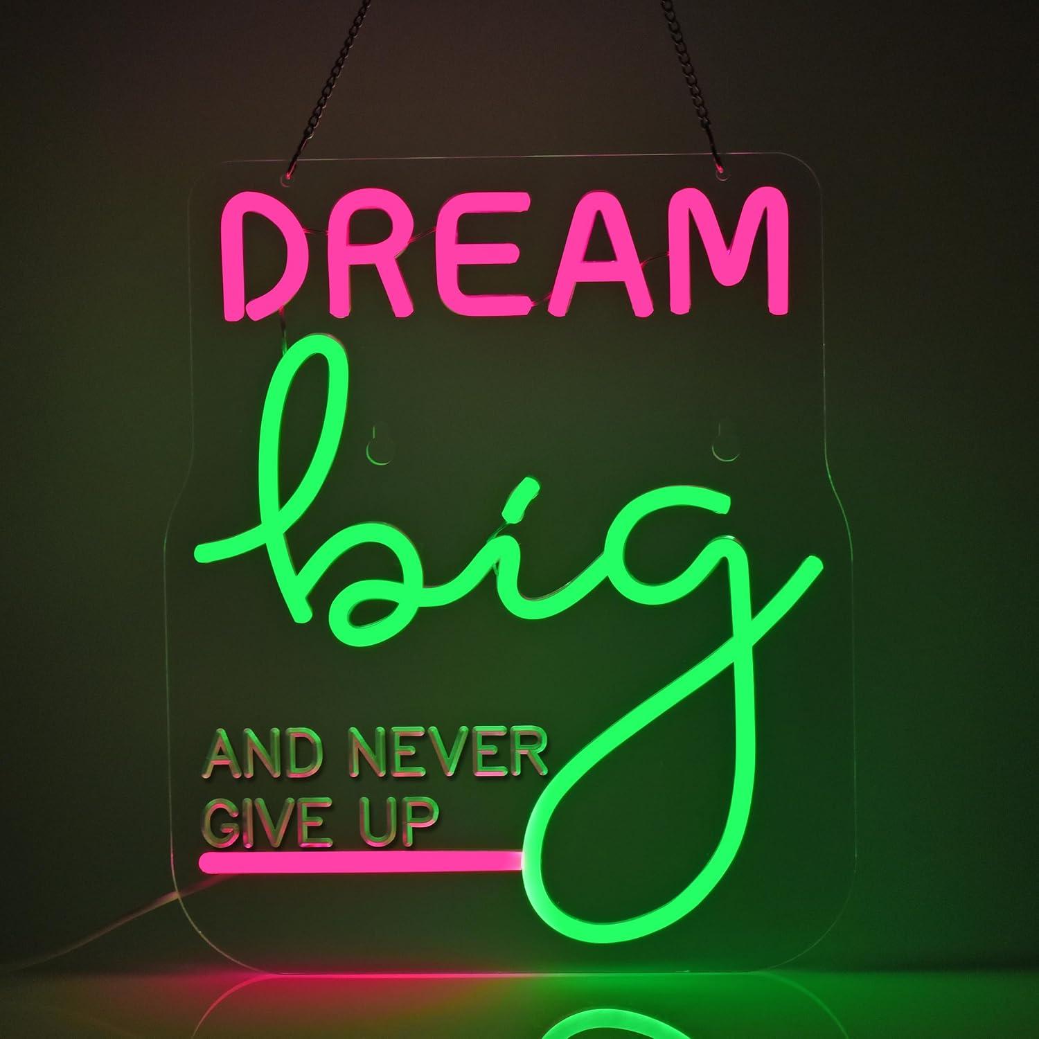 Dream Big Neon Sign Motivation - Home Gym Neon Sign recension och pris