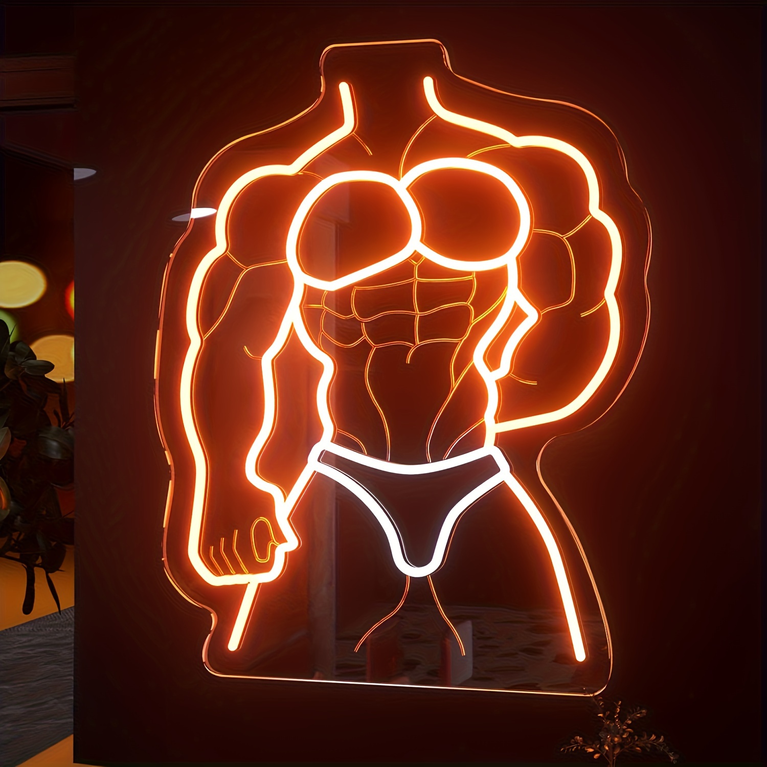 Muscle Man Neon Sign Orange Wh - Home Gym Neon Sign recension och pris