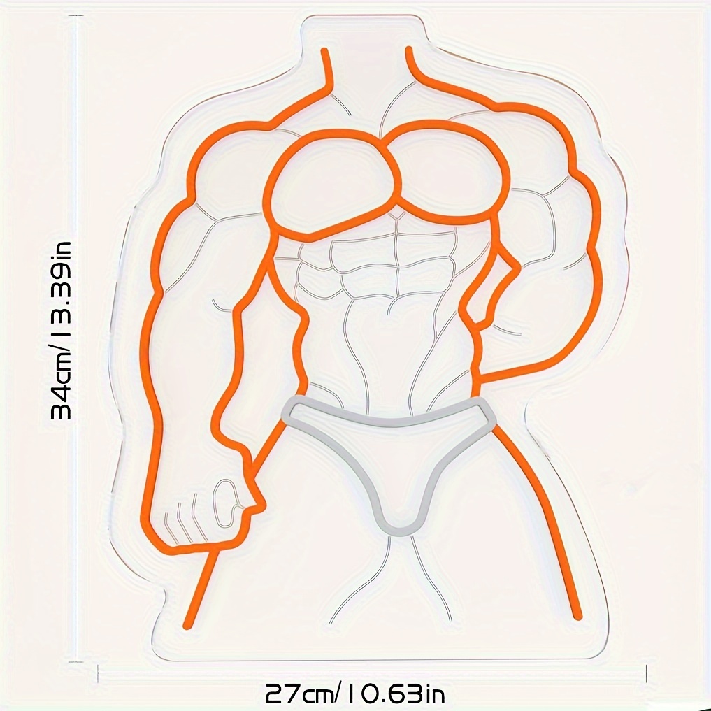 Muscle Man Neon Sign Orange Wh - Home Gym Neon Sign recension och pris