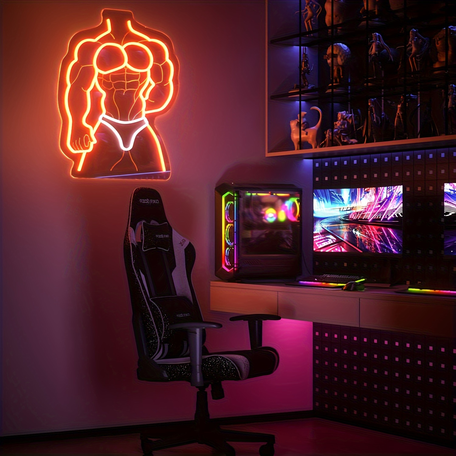 Muscle Man Neon Sign Orange Wh - Home Gym Neon Sign recension och pris