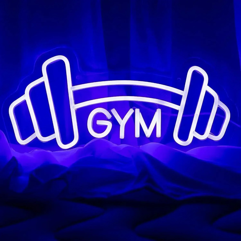 Barbell Gym Neon Sign Blue Dum - Home Gym Neon Sign recension och pris
