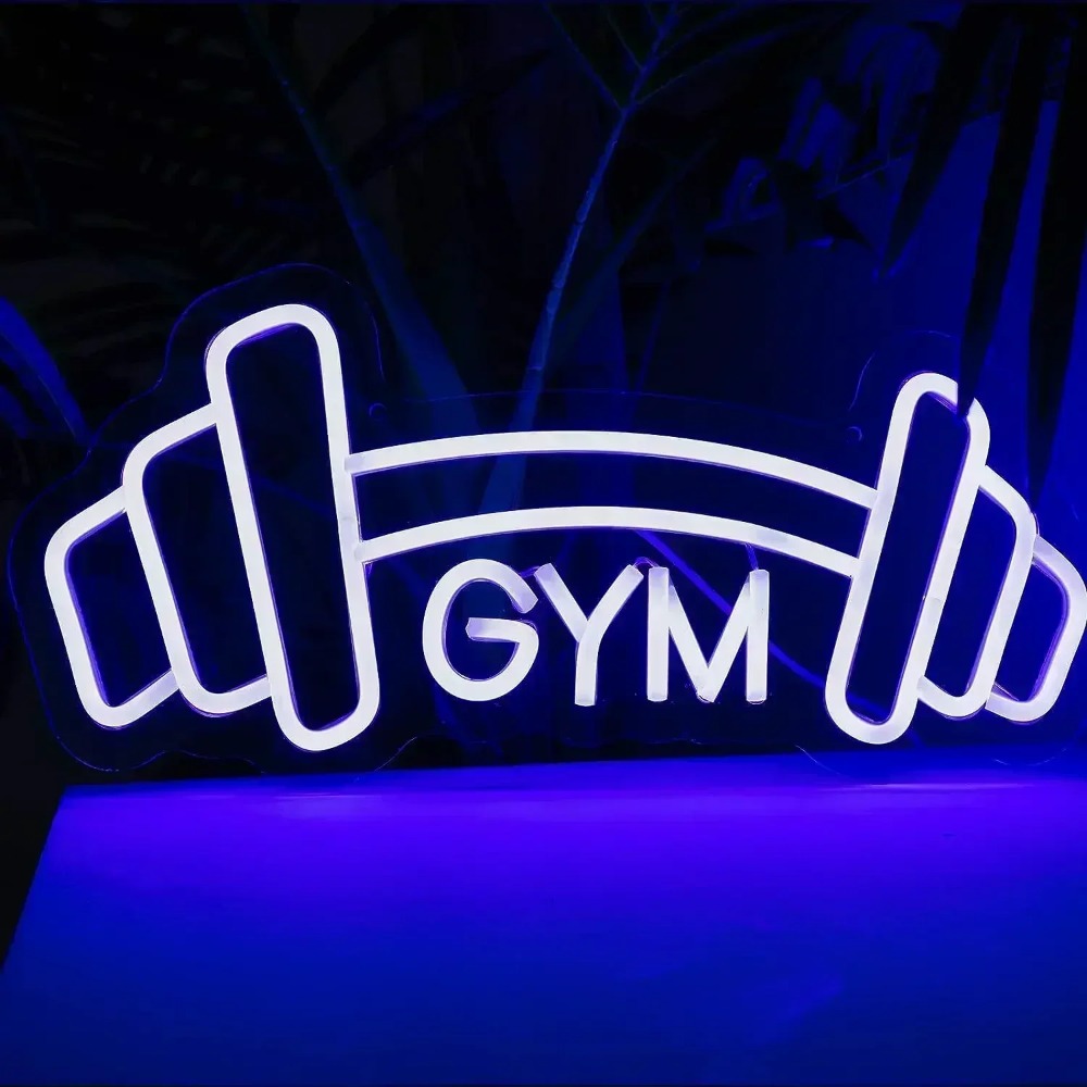 Barbell Gym Neon Sign Blue Dum - Home Gym Neon Sign recension och pris