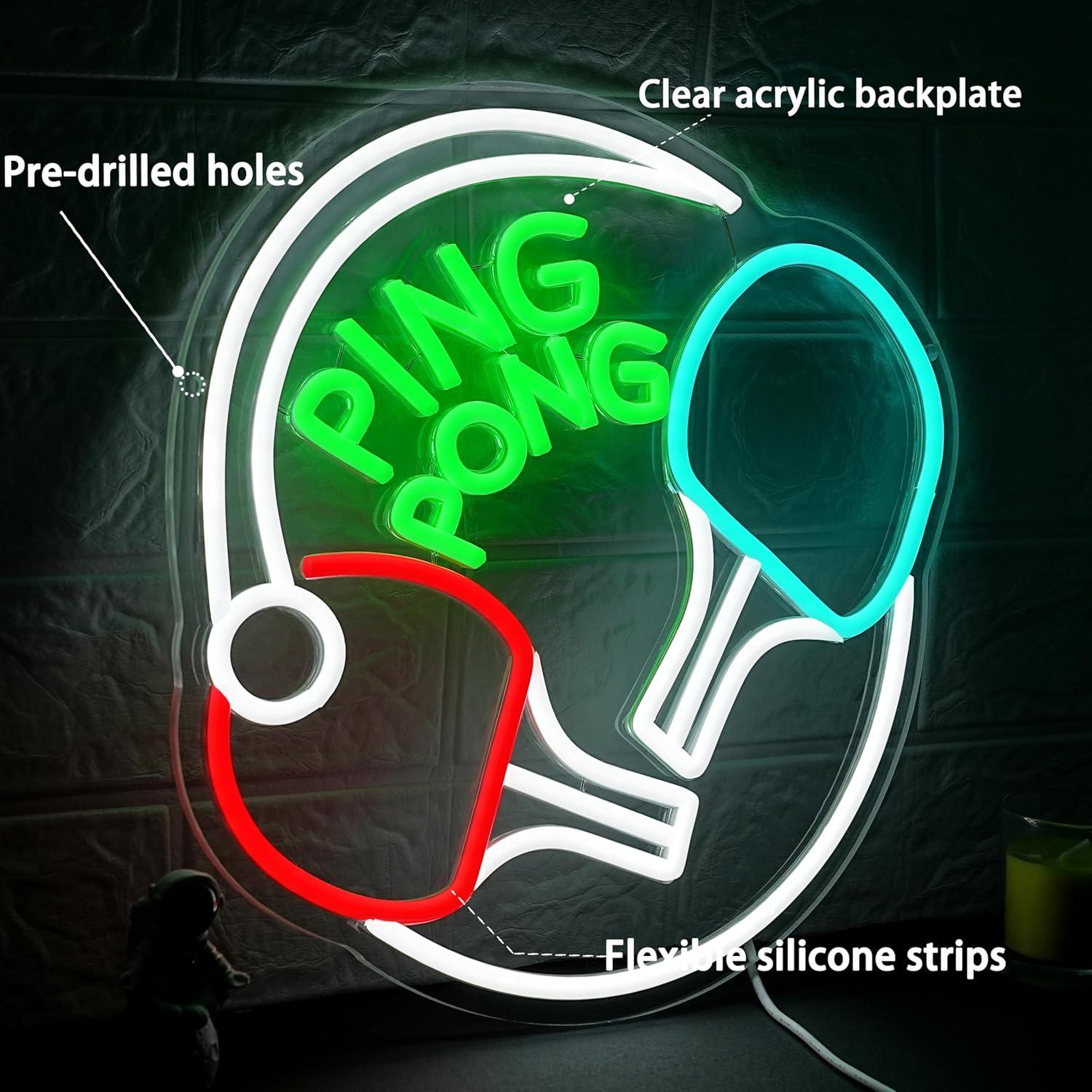 Ping Pong Neon Sign USB Dimmab - Home Gym Neon Sign recension och pris