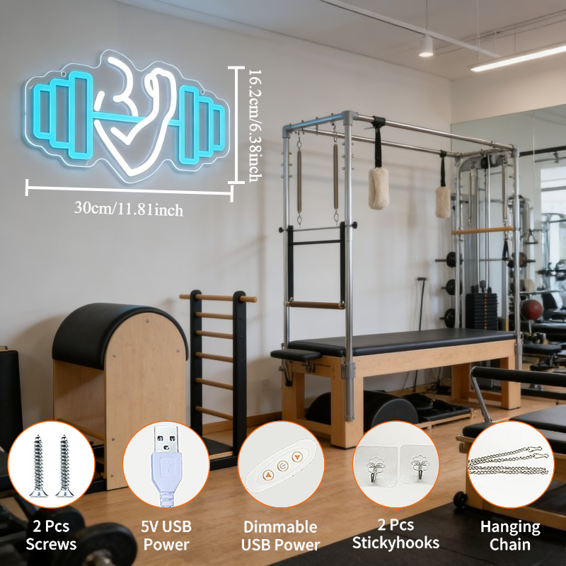 Bicep Dumbbell Neon Sign LED W - Home Gym Neon Sign recension och pris