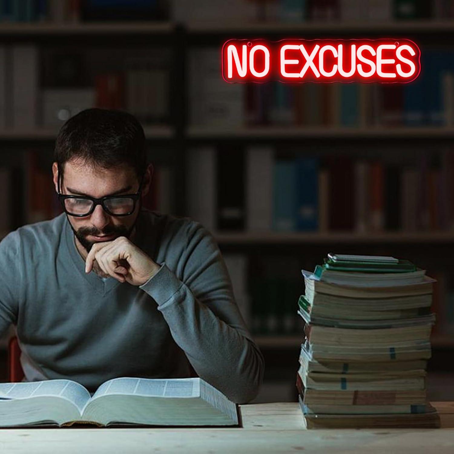 No Excuses Neon Sign USB Dimma - Home Gym Neon Sign recension och pris