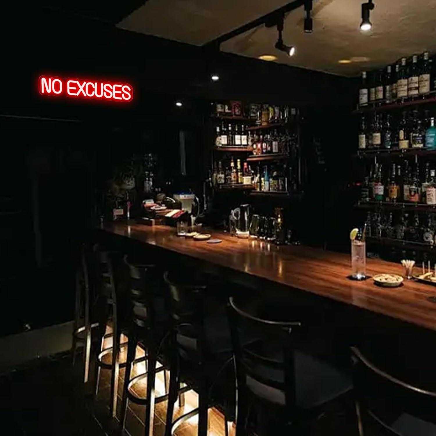 No Excuses Neon Sign USB Dimma - Home Gym Neon Sign recension och pris